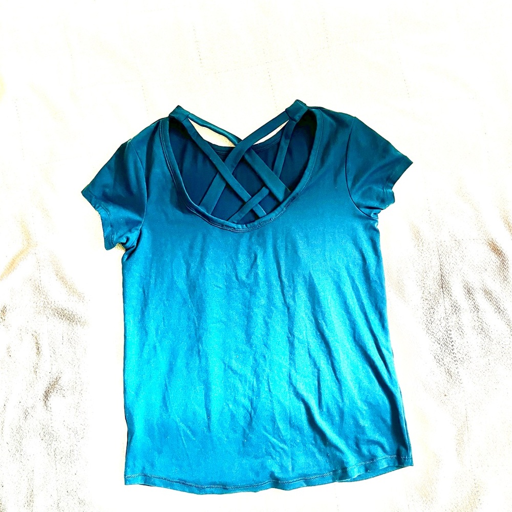 All in Motion Blue Crisscross Back Women's Tee